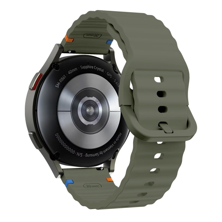 20mm Wave Pattern Stitched Silicone Watch Band