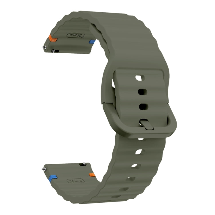 20mm Wave Pattern Stitched Silicone Watch Band