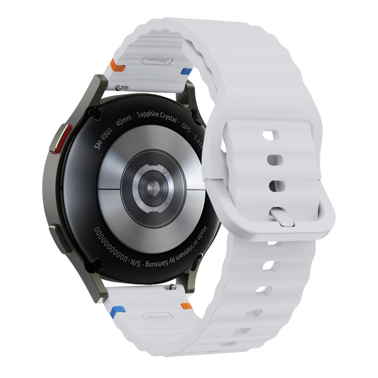 20mm Wave Pattern Stitched Silicone Watch Band