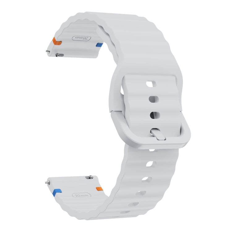 20mm Wave Pattern Stitched Silicone Watch Band