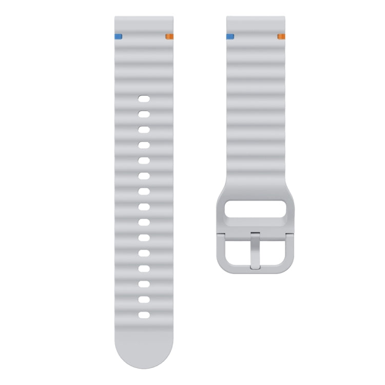 20mm Wave Pattern Stitched Silicone Watch Band