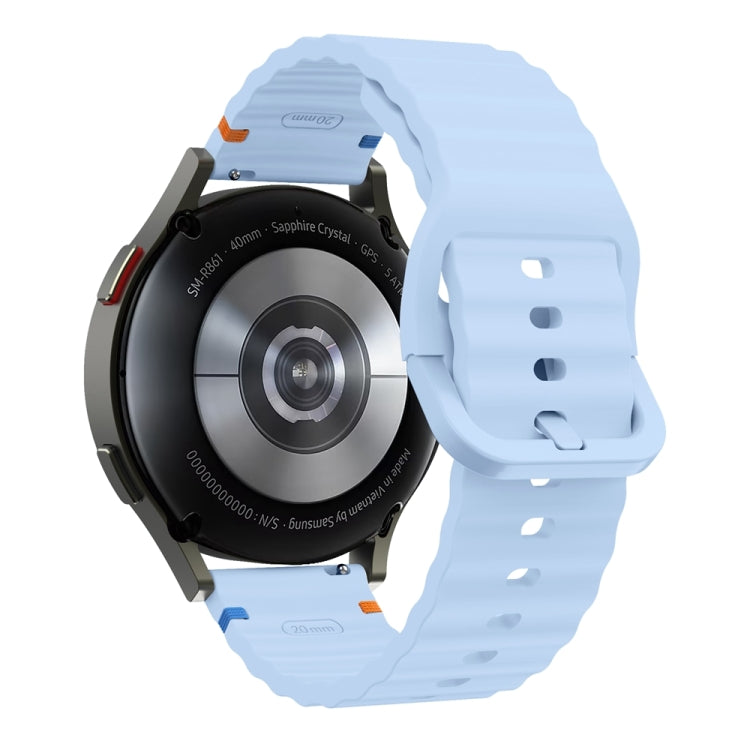 20mm Wave Pattern Stitched Silicone Watch Band