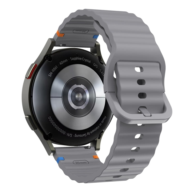 20mm Wave Pattern Stitched Silicone Watch Band
