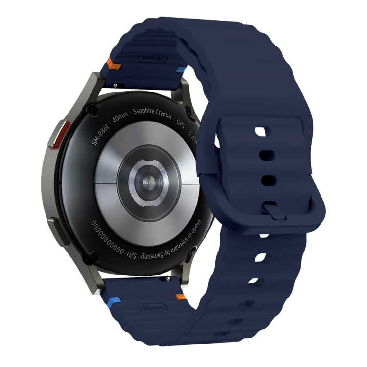 20mm Wave Pattern Stitched Silicone Watch Band