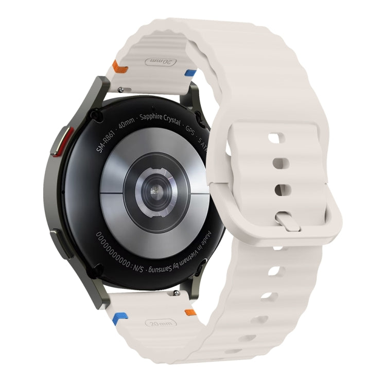 20mm Wave Pattern Stitched Silicone Watch Band