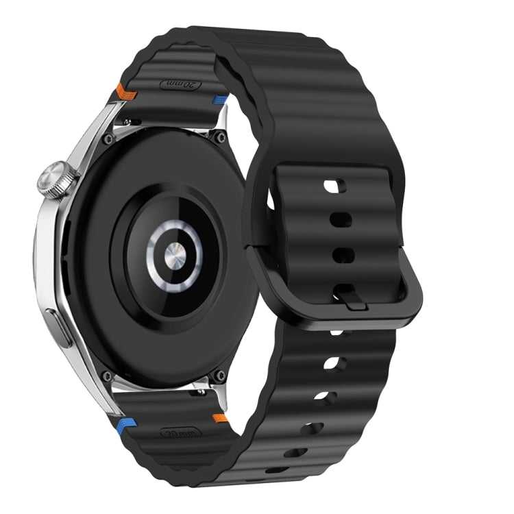 22mm Wave Pattern Stitched Silicone Watch Band
