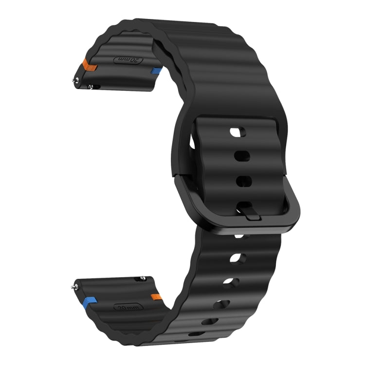 22mm Wave Pattern Stitched Silicone Watch Band