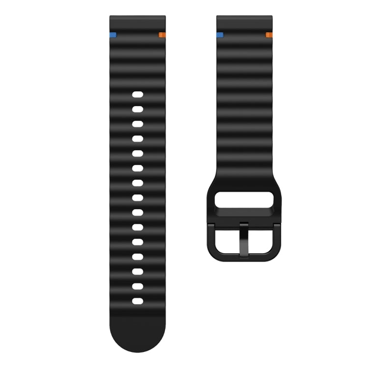 22mm Wave Pattern Stitched Silicone Watch Band