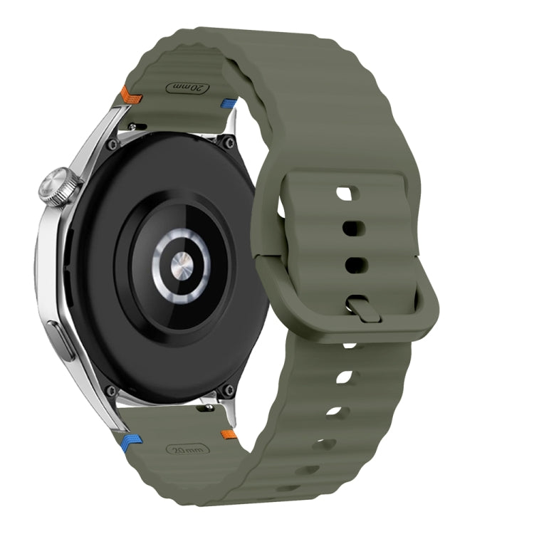 22mm Wave Pattern Stitched Silicone Watch Band