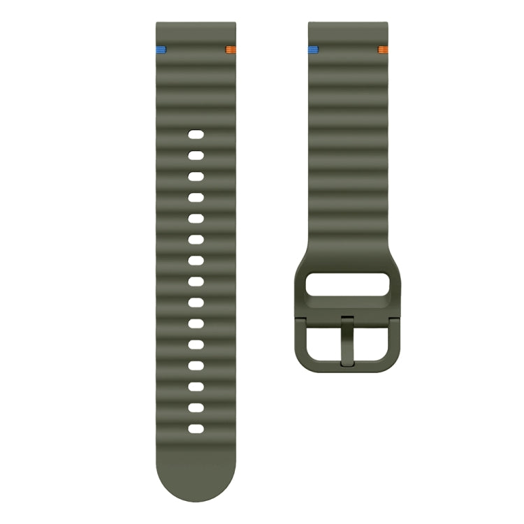 22mm Wave Pattern Stitched Silicone Watch Band