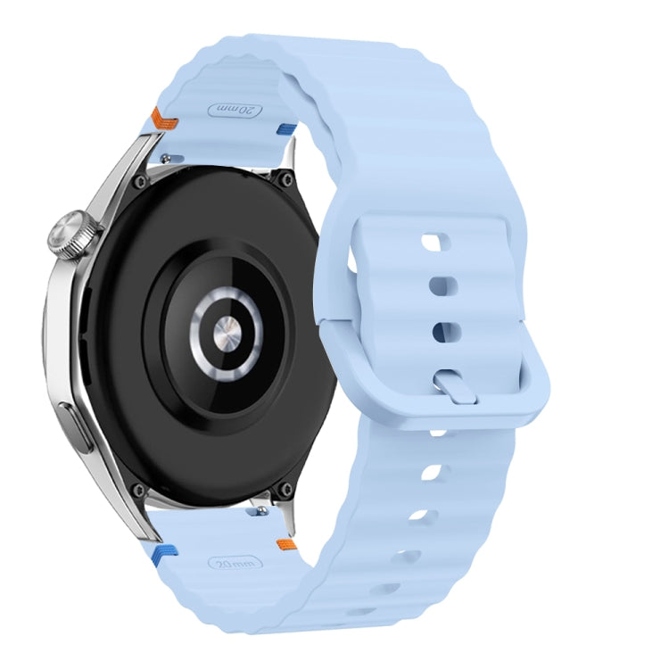 22mm Wave Pattern Stitched Silicone Watch Band