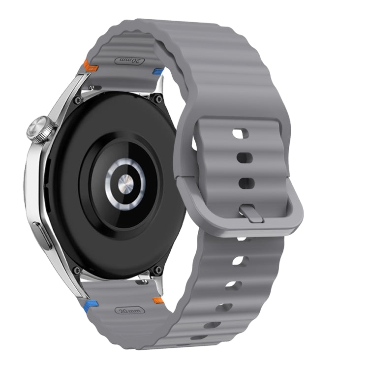 22mm Wave Pattern Stitched Silicone Watch Band