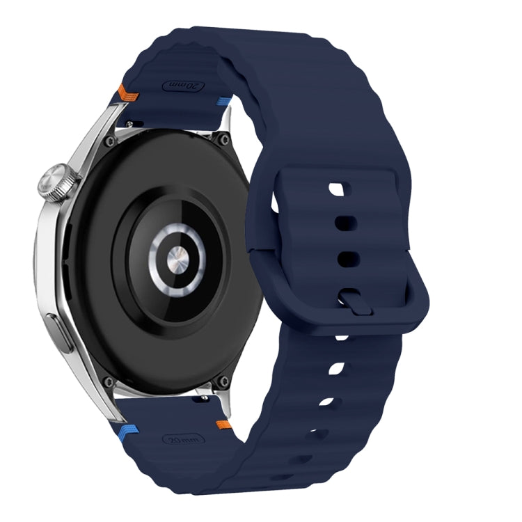 22mm Wave Pattern Stitched Silicone Watch Band