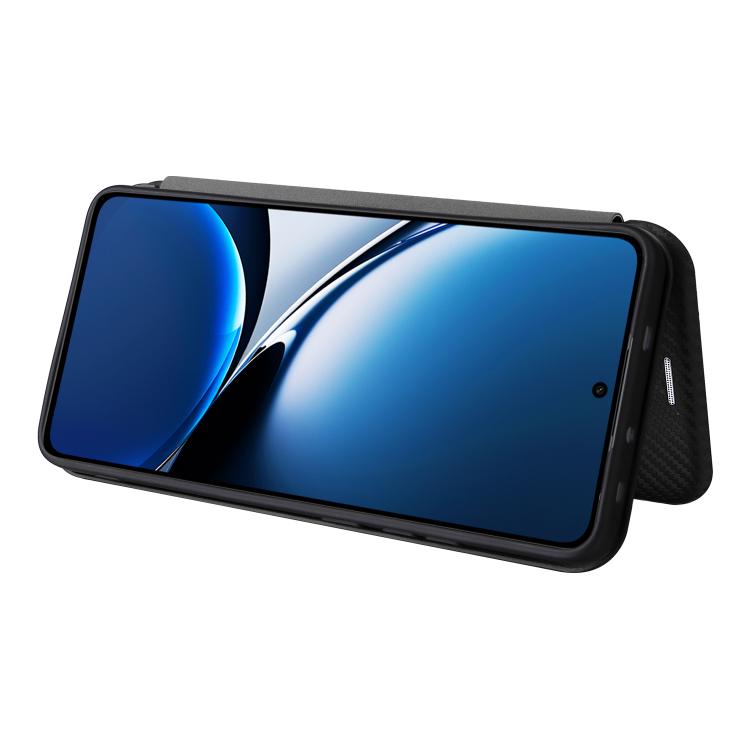 For Xiaomi Poco X7 Pro / Redmi Turbo 4 Carbon Fiber Texture Flip Leather Phone Case