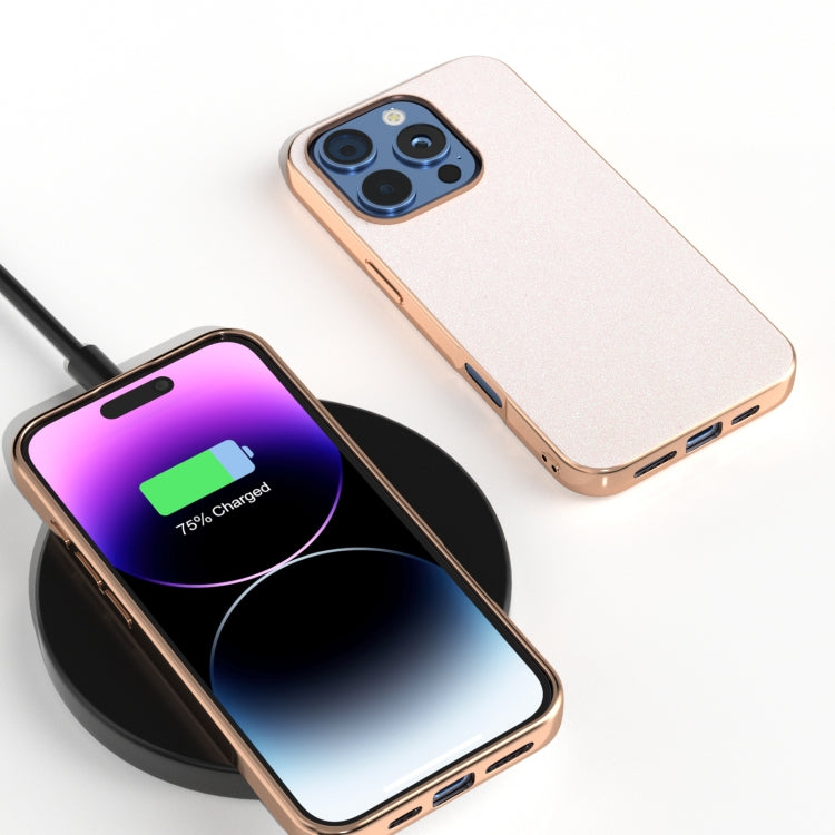 For iPhone 16 Pro Max Electroplating Frame Glitter Shockproof Phone Case