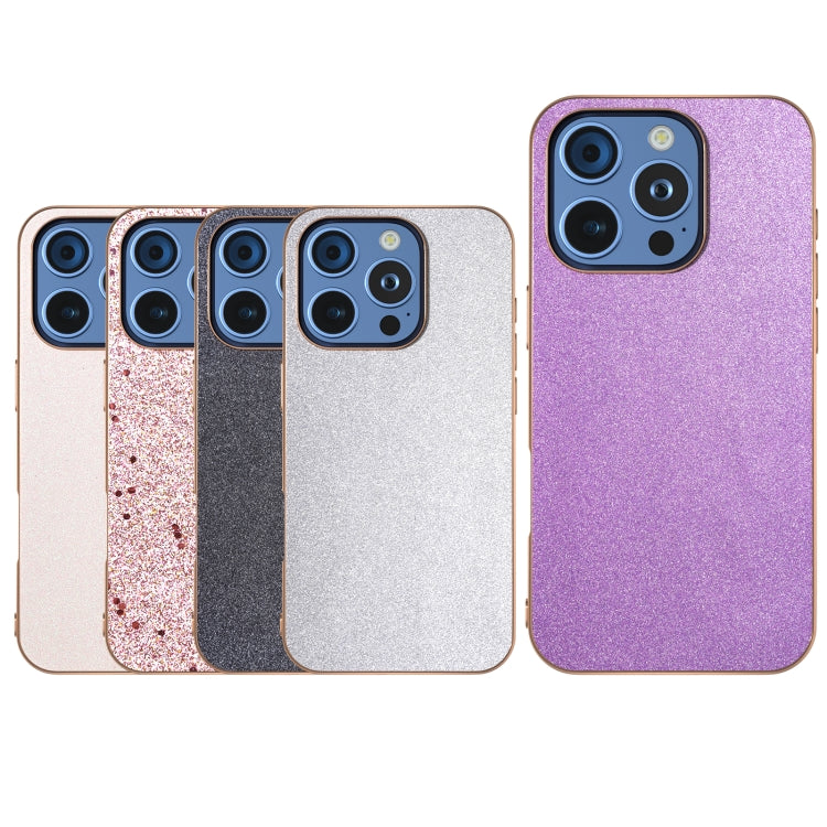 For iPhone 16 Pro Max Electroplating Frame Glitter Shockproof Phone Case