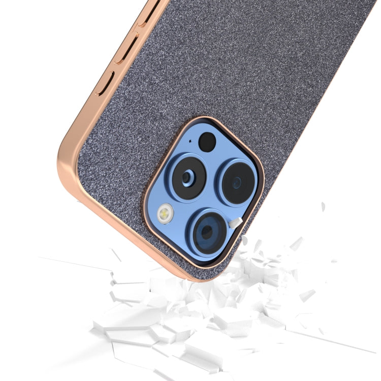 For iPhone 16 Pro Max Electroplating Frame Glitter Shockproof Phone Case