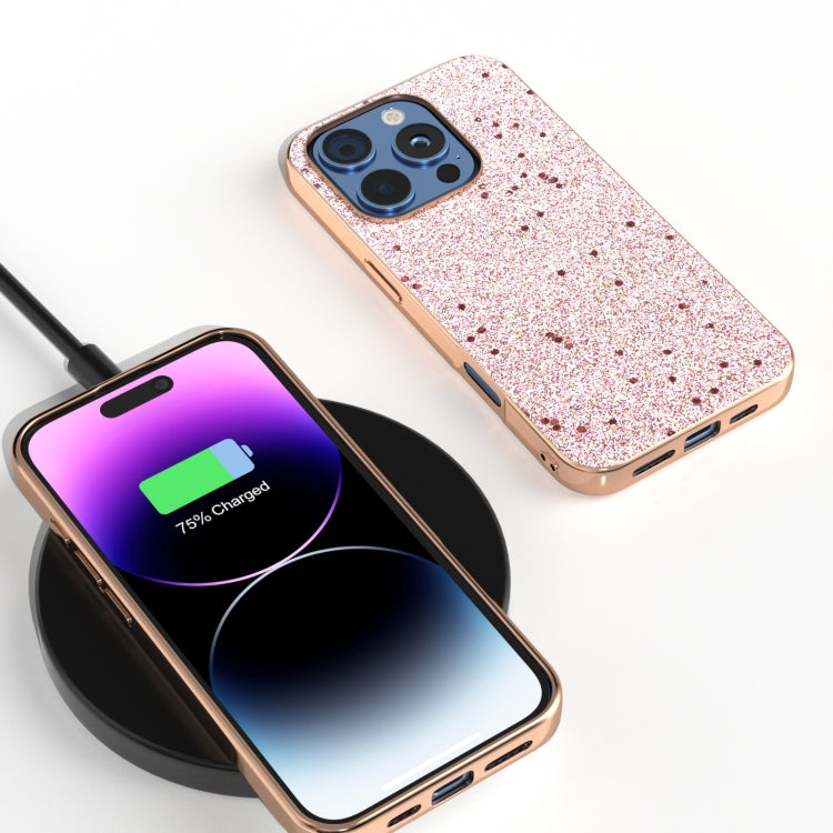 For iPhone 16 Pro Max Electroplating Frame Glitter Shockproof Phone Case