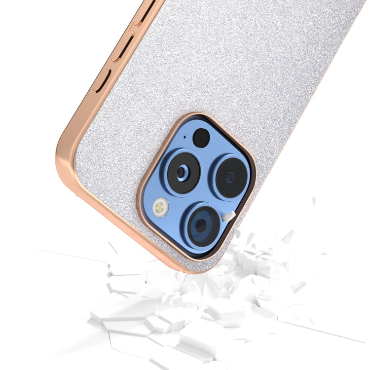 For iPhone 16 Pro Max Electroplating Frame Glitter Shockproof Phone Case