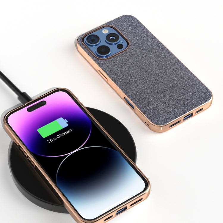 For iPhone 16 Pro Electroplating Frame Glitter Shockproof Phone Case