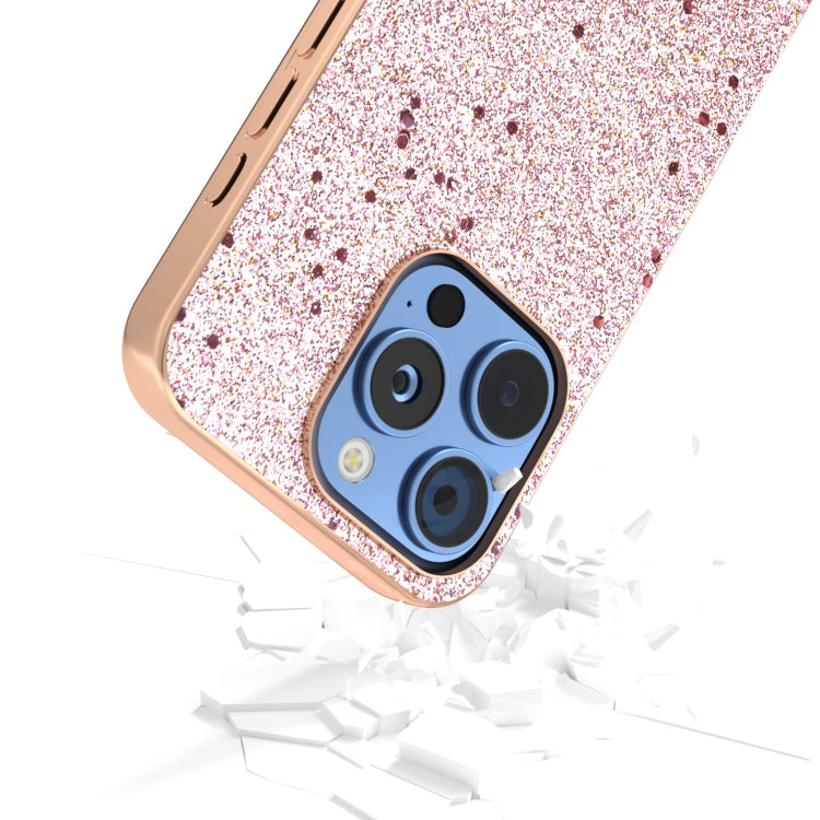For iPhone 16 Pro Electroplating Frame Glitter Shockproof Phone Case