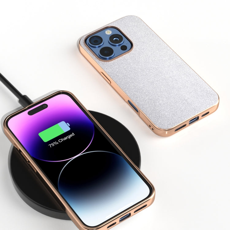 For iPhone 16 Pro Electroplating Frame Glitter Shockproof Phone Case