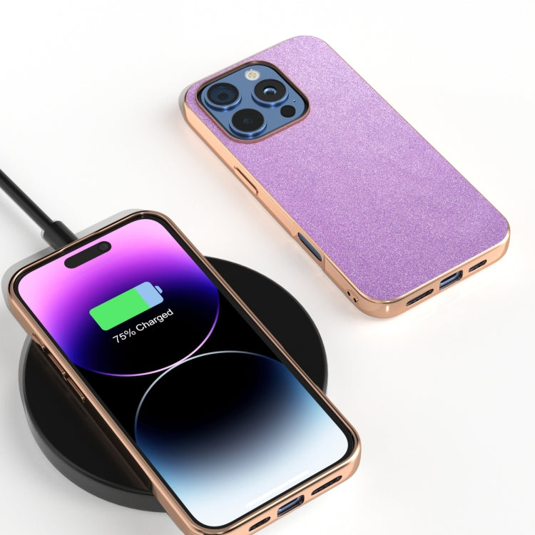 For iPhone 16 Pro Electroplating Frame Glitter Shockproof Phone Case