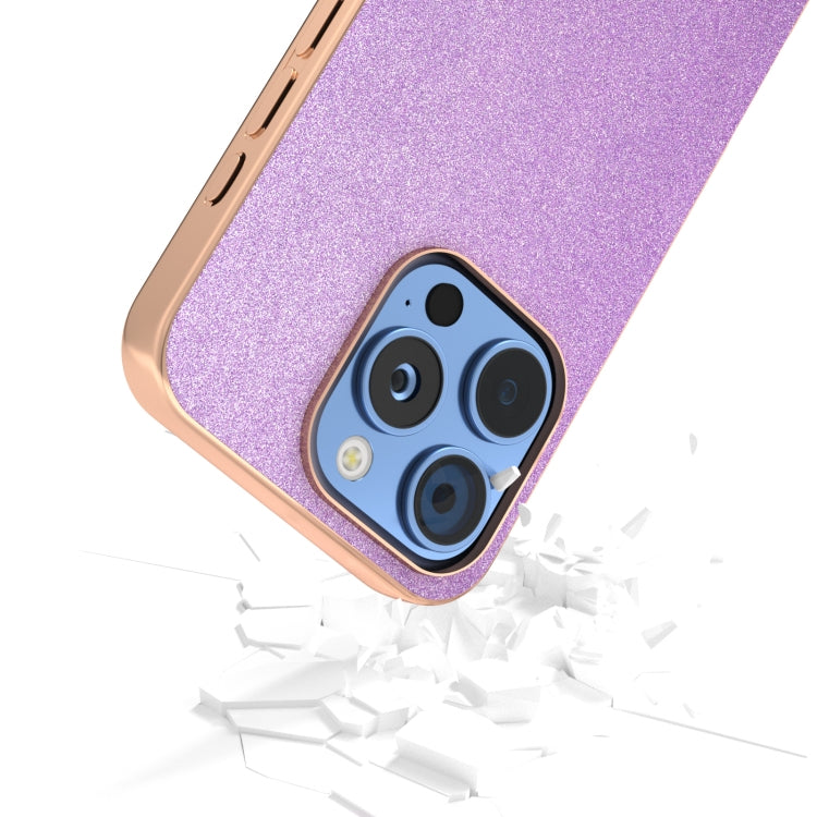 For iPhone 16 Pro Electroplating Frame Glitter Shockproof Phone Case