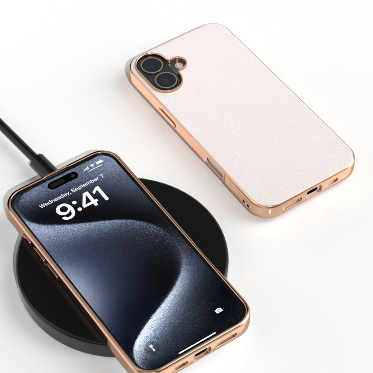 For iPhone 16 Plus Electroplating Frame Glitter Shockproof Phone Case