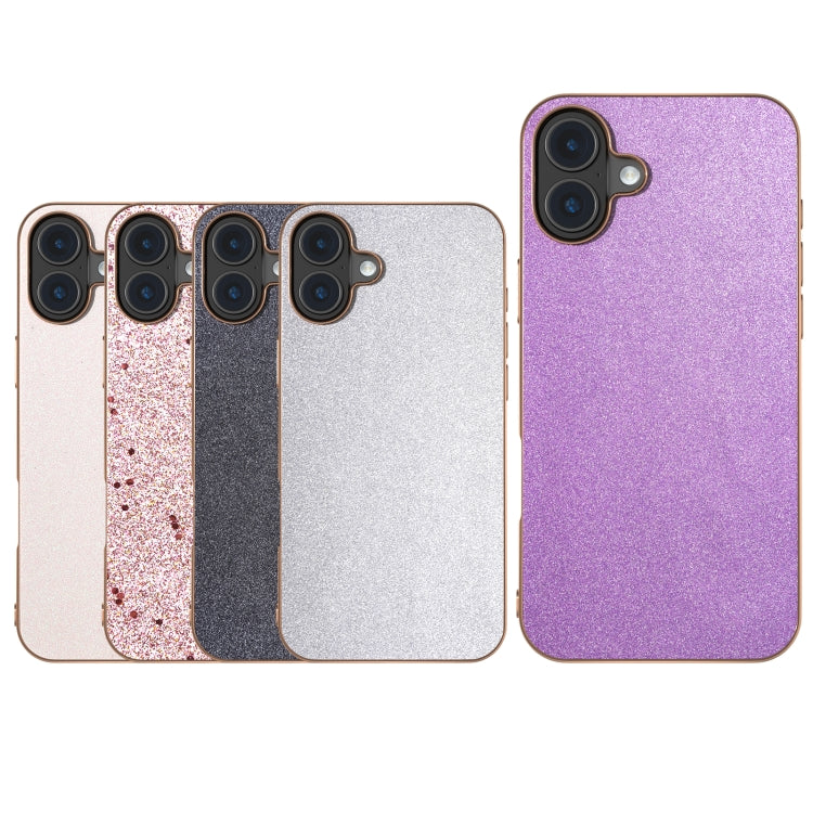 For iPhone 16 Plus Electroplating Frame Glitter Shockproof Phone Case