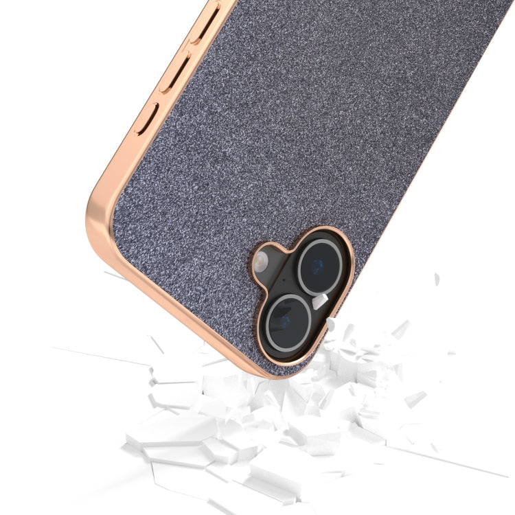 For iPhone 16 Plus Electroplating Frame Glitter Shockproof Phone Case