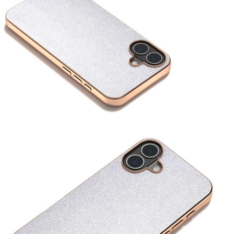 For iPhone 16 Plus Electroplating Frame Glitter Shockproof Phone Case
