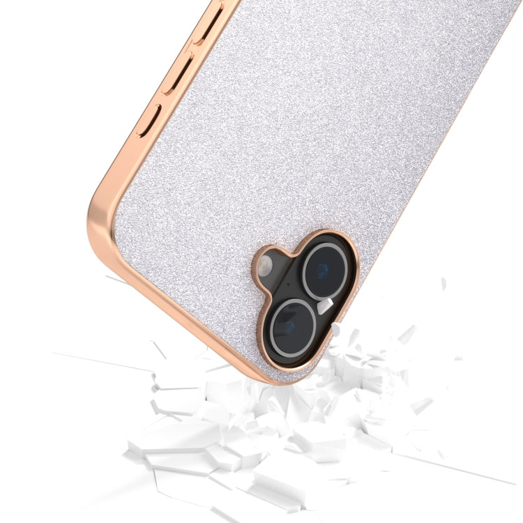 For iPhone 16 Plus Electroplating Frame Glitter Shockproof Phone Case