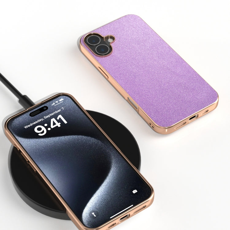 For iPhone 16 Plus Electroplating Frame Glitter Shockproof Phone Case