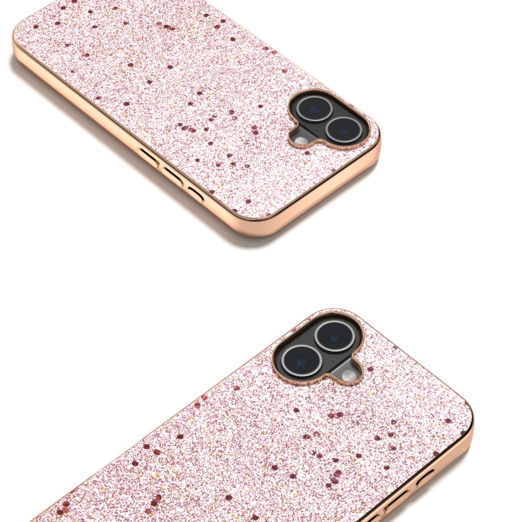 For iPhone 16 Electroplating Frame Glitter Shockproof Phone Case