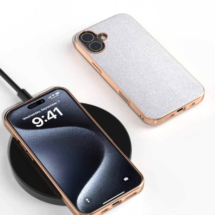 For iPhone 16 Electroplating Frame Glitter Shockproof Phone Case