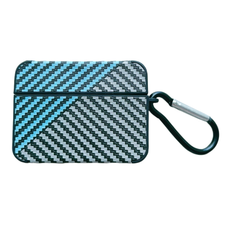 For AirPods Pro 2 Carbon Fibre Texture PU Earbuds Box PC Case with Hook