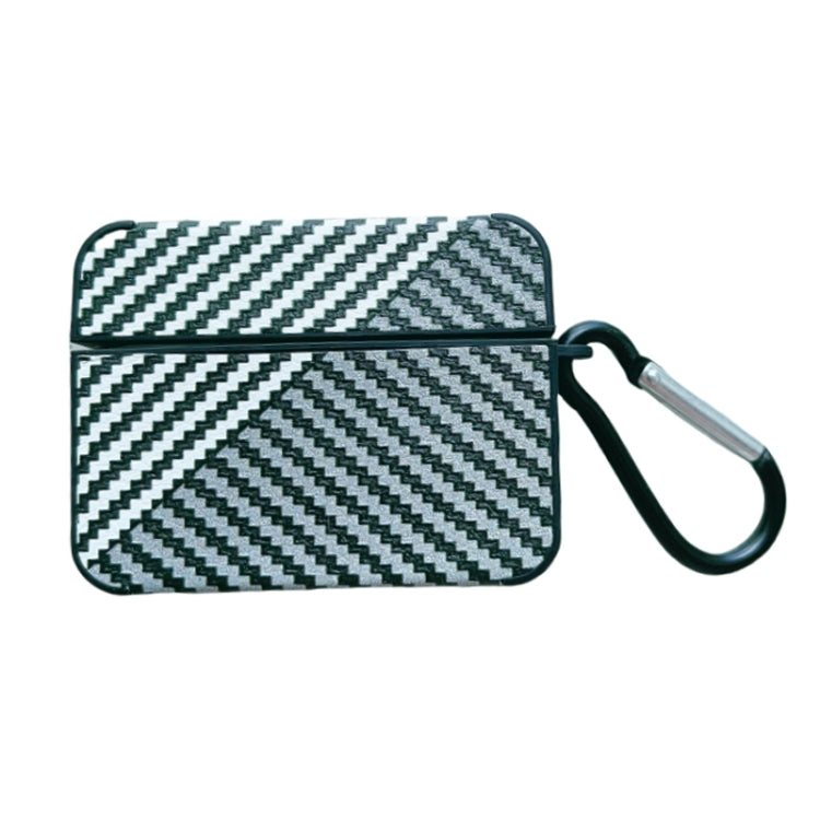 For AirPods 3 Carbon Fibre Texture PU Earbuds Box PC Case with Hook