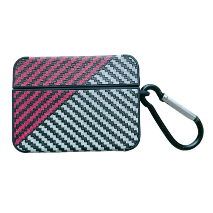 For AirPods Pro Carbon Fibre Texture PU Earbuds Box PC Case with Hook