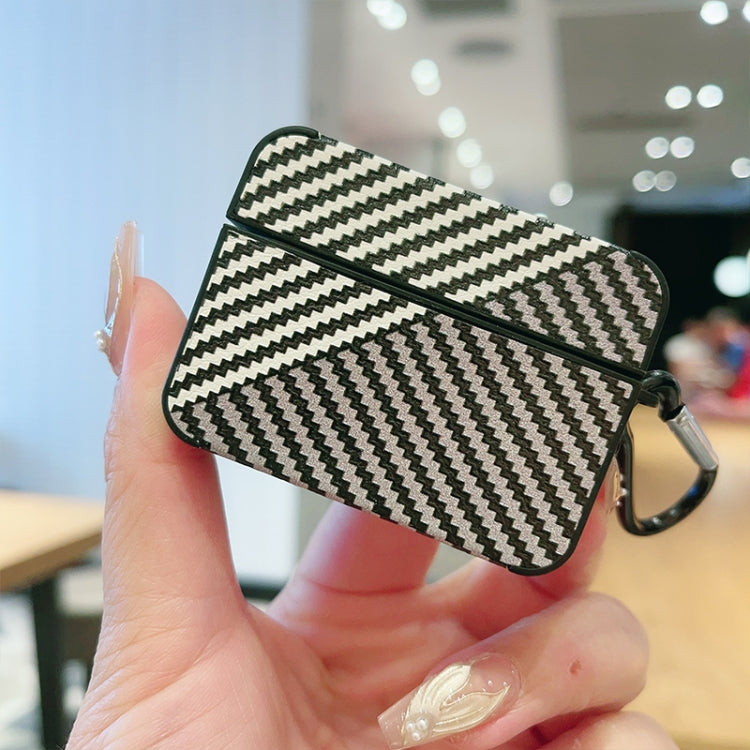For AirPods Pro Carbon Fibre Texture PU Earbuds Box PC Case with Hook