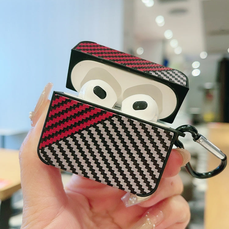 For AirPods Pro Carbon Fibre Texture PU Earbuds Box PC Case with Hook