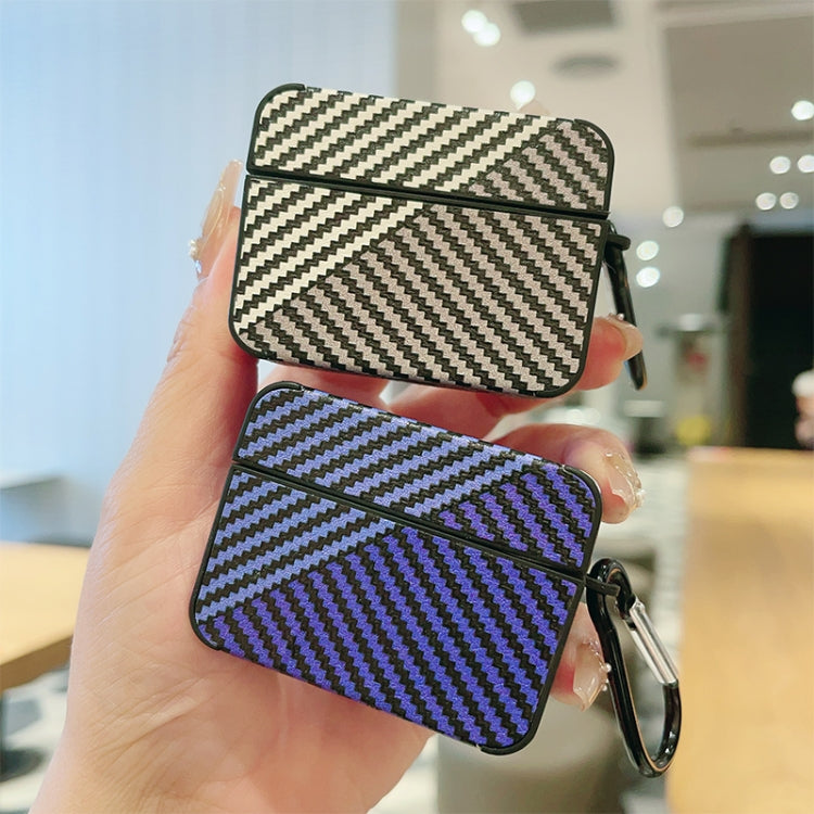 For AirPods Pro Carbon Fibre Texture PU Earbuds Box PC Case with Hook