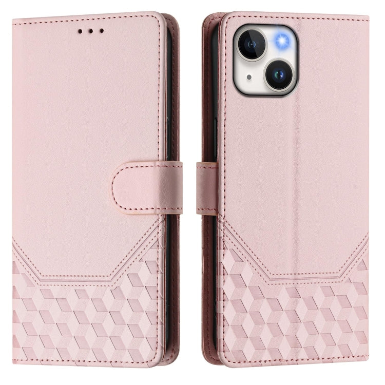 For iPhone 14 / 13 Honeycomb Embossing RFID Leather Phone Case