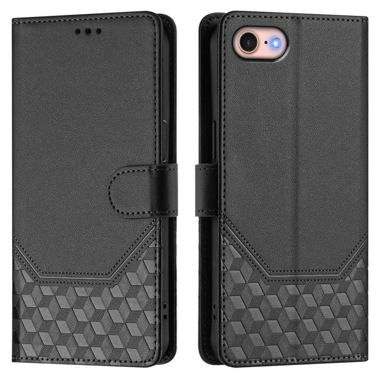 For iPhone SE 2022 / 2020 / 8 / 7 Honeycomb Embossing RFID Leather Phone Case