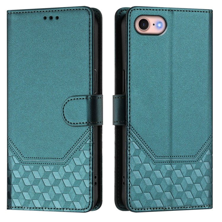 For iPhone SE 2022 / 2020 / 8 / 7 Honeycomb Embossing RFID Leather Phone Case