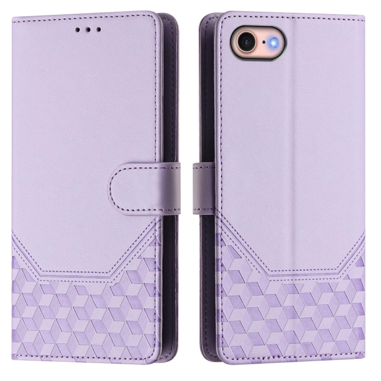 For iPhone SE 2022 / 2020 / 8 / 7 Honeycomb Embossing RFID Leather Phone Case