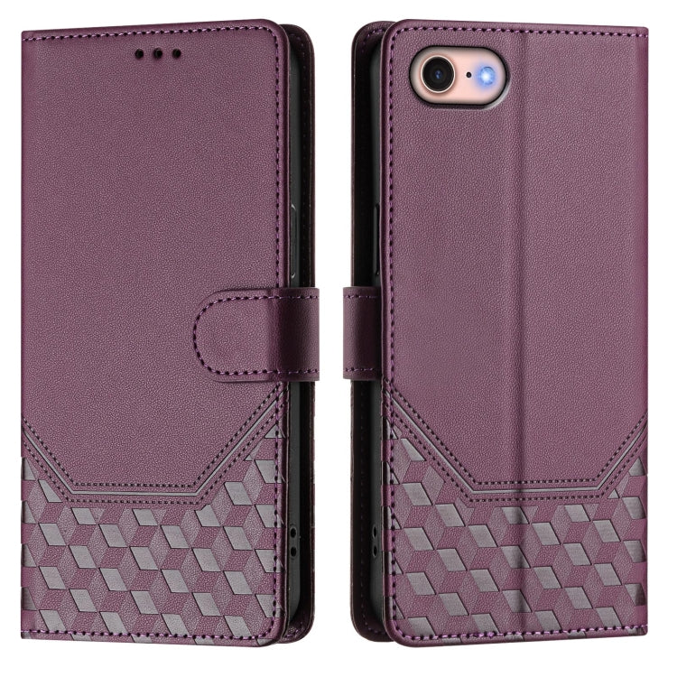 For iPhone SE 2022 / 2020 / 8 / 7 Honeycomb Embossing RFID Leather Phone Case