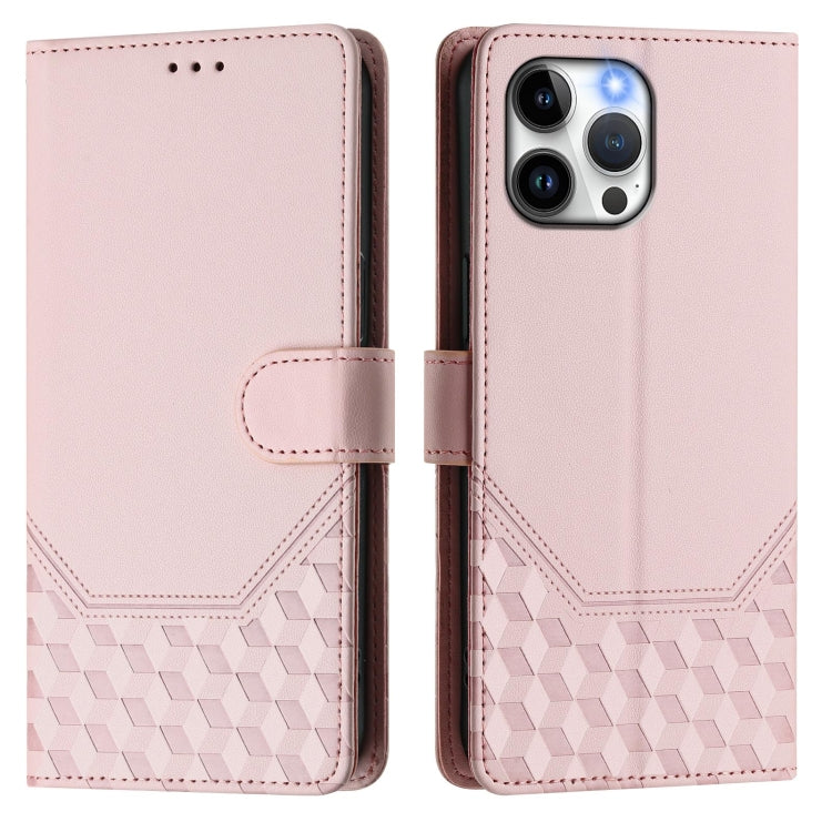 For iPhone 13 Pro Honeycomb Embossing RFID Leather Phone Case