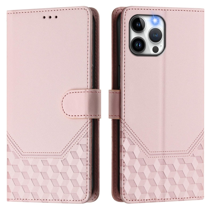 For iPhone 12 / 12 Pro Honeycomb Embossing RFID Leather Phone Case