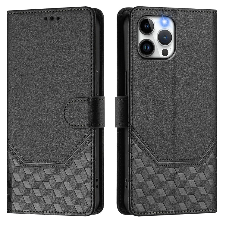 For iPhone 12 / 12 Pro Honeycomb Embossing RFID Leather Phone Case